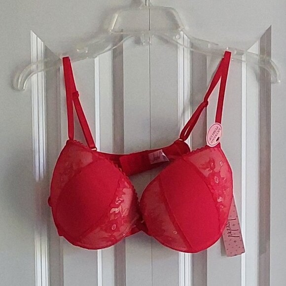 Jezebel Extreme Push-Up Red Lace Bra Size 38C - Picture 1 of 11